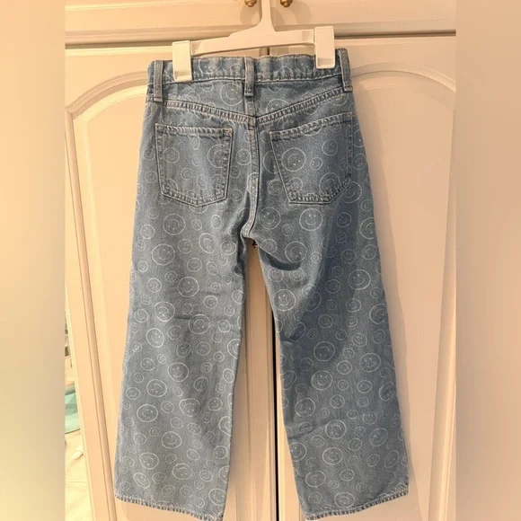 Girls wide leg blue smiley face jeans - Picture 3 of 4